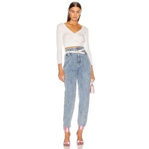 GRLFRND Teagan High Rise Pleated Tapered Jeans Light Wash Please Me Size 27